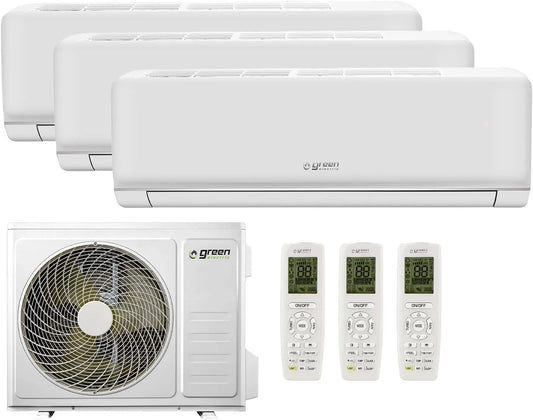 Condizionatore R32, Wi-Fi, Tre Unità Interne e 1 Unità Esterna, Plus Condizionatore Climatizzatore Trial Split 9000 + 9000 + 9000 BTU, Efficienza