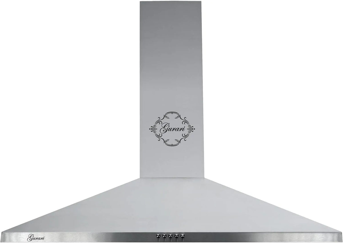 Cappa aspirante, 90 cm, 1000 m3/h, cappa da cucina, 3 velocità, montaggio a parete, acciaio inox, nero, Gurari 147 Inox 90, LED