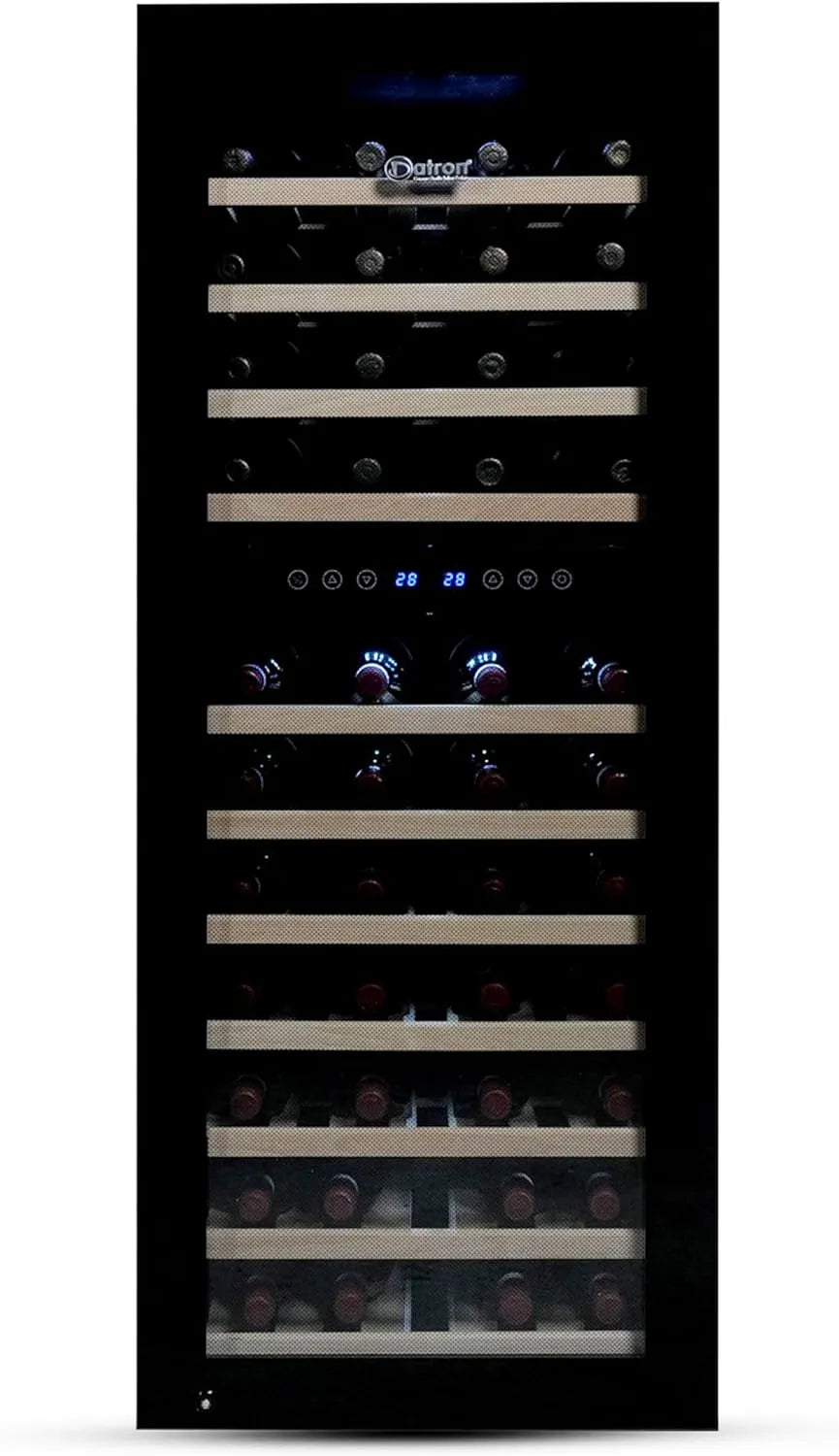 Cantinetta vino, 73 bottiglie, libera installazione, Luci LED, Doppia temperatura, Ventilazione interna, Tecnologia Compressore, Alte prestazioni