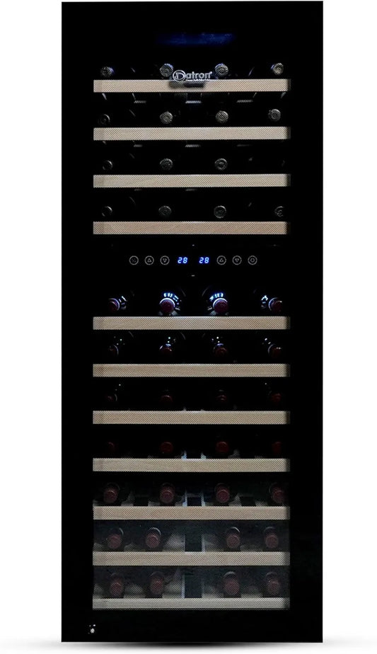 Cantinetta vino, 73 bottiglie, libera installazione, Luci LED, Doppia temperatura, Ventilazione interna, Tecnologia Compressore, Alte prestazioni