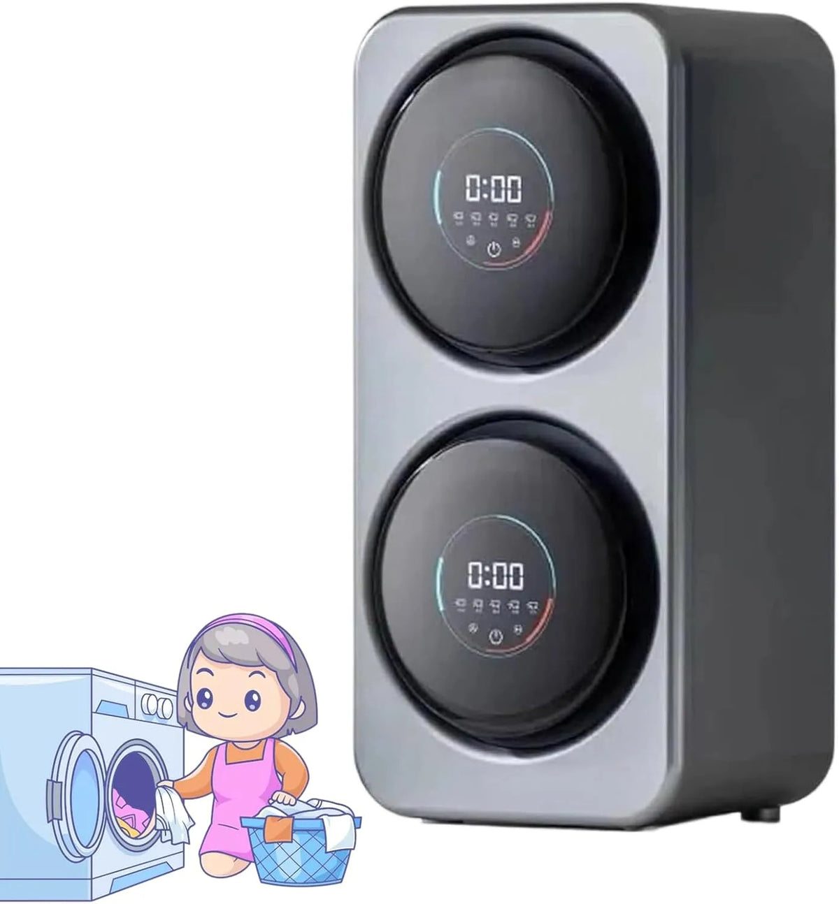 Asciugatrice, 3.5 L, 160 W, portatile, montaggio a parete, timer, acciaio inox, grigio, Fino 65°C, per Casa S5Wall-mountedmodel-Gray, Carica Frontale