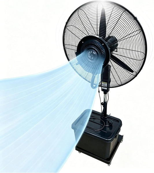Ventilatore 160-200cm, 42 L, 3 livelli, oscillazione, professionale, ⌀81cm, Ventilatore ad Acqua per Terrazza, Altezza Regolabile 160-200cm, Giardino